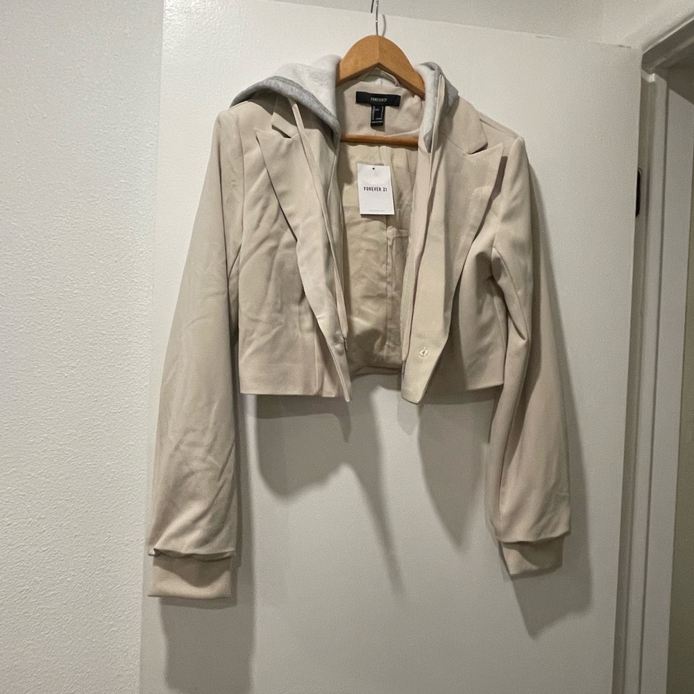 Forever 21 Cream Blazer with Hoodie‎